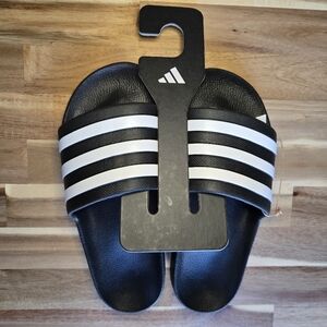 adidas Adilette Aqua Unisex Slides Black White Stripes 9 Mens 10 Womens F35543